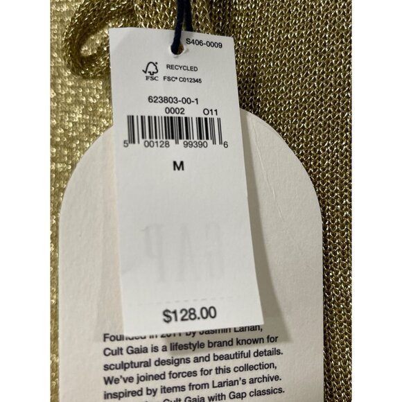 Cult Gaia X Gap Metallic Gold Knit Wide-Leg Pull On Pants Medium NWT - Picture 6 of 8